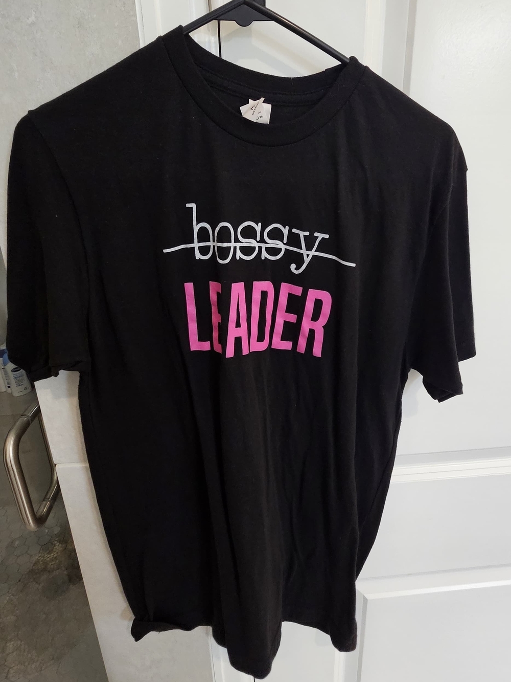 Leader Graphic Tee - Black with Pink & White Print
